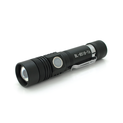 
					Ліхтар ручний BAILONG BL-8518-T6, 1LED Cree XM-L T6, 10W, 3 режими, ZOOM, 18650 немає в комплекті, Black, IP40, microUSB, 123х27х24мм, BOX