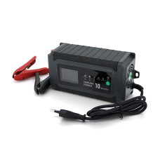 Автоматичний ЗП для акумулятора DEMUDA 12V/24V (MF, WET, AGM, GEL), AC110/220V, DC14,8В/29,6В, Струм заряду 12V/10A, 24V/6A, LCD, затискачі