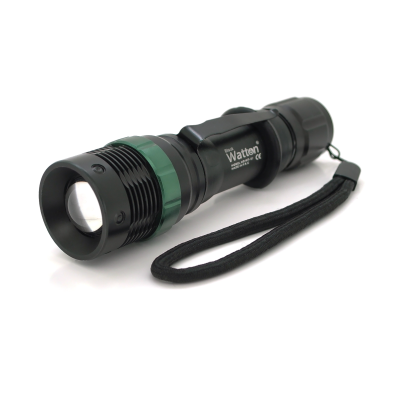 
					Ліхтар ручний Watton WT-037, 1LED Cree Q5, 3W, 3 режими, ZOOM, 18650/2800mah (перехідник 3*AAA), Black, IP44, СЗУ, 132х34х28мм, BOX