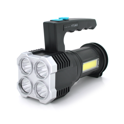 
					Ліхтар пошуковий Portable Lamp YT-81043, 4LED T6+COB, 5W, 3+1 режим, 1200mah, Black, IP40, USB кабель, 140х70х90мм, BOX