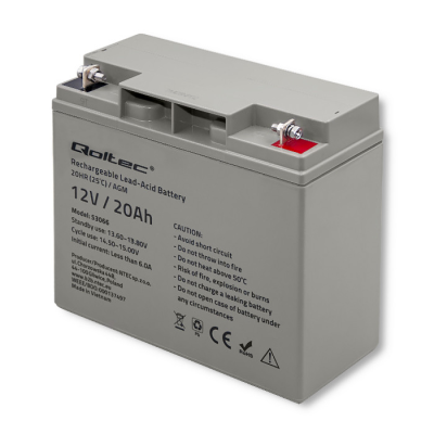 
					Акумуляторна батарея AGM Qoltec QLT1220B, Grey Case, 12V 20.0Ah (181 х 77 х 167) Q2