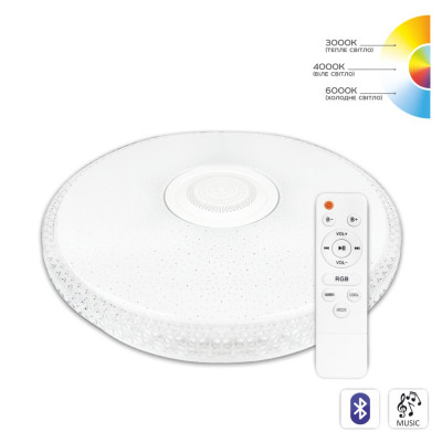 Світильник світлодіодний Biom SMART SML-R47-70-M-RGB 3000-6000K 70Вт с д/к муз. BT APP