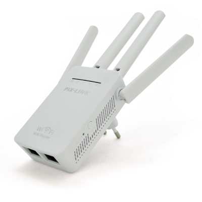
					Підсилювач WiFi сигналу з 4-ма вбудованими антенами LV-WR09, живлення 220V, 300Mbps, IEEE 802.11g / n, 2.4-2.4835GHz, BOX