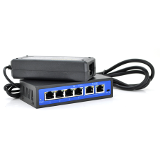Комутатор POE 48V з 4 портами POE 100Мбит + 2 порт Ethernet (UP-Link) 100Мбит, корпус - метал, Black, БП в комплекті, Q18