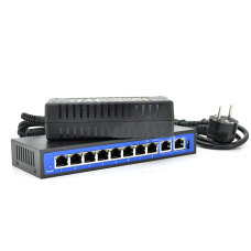 Комутатор POE 48V з 8 портами POE 100Мбит + 2 порт Ethernet (UP-Link) 100Мбит, корпус - метал, Black, БП в комплекті, Q18