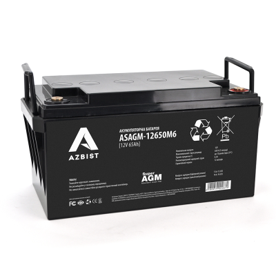 
					Акумулятор AZBIST Super AGM ASAGM-12650M6, Black Case, 12V 65.0Ah ( 348 х 168 х 178 ) Q1
