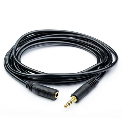 
					Подовжувач Audio DC3.5 тато-мама 3.0м, GOLD Stereo Jack, (круглий) Black cable, Пакет Q300