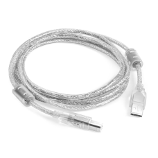 Кабель USB 2.0 AM / BM, 3.0m, 2 фериту, прозорий