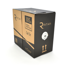 Кабель КНПт UTP (4 * 2 * 0.5) 4p 24 AWG, Ritar, (CCA), ізоляція ПВХ + ПЕ, для зовн. робіт з тросом, 305м, Black, Corton BOX (450x450x500) Q1