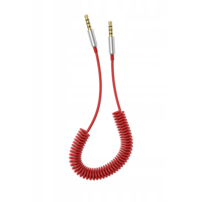
					Кабель AUX Audio DC3.5 тато-тато 1.5м пружина, CCA Stereo Jack, (круглий) Red cable, Box