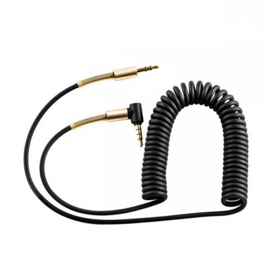 
					Кабель AUX Audio DC3.5 тато-тато 1.5м пружина, CCA Stereo Jack, (круглий) Black cable, Box