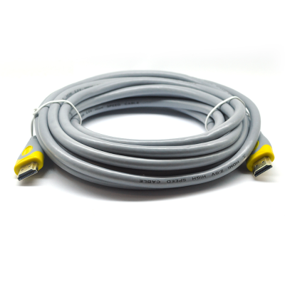 
					Кабель Merlion HDMI-HDMI V-Link High Speed 5.0m, v2,0, OD-8.2mm, круглий Grey, коннектор Grey / Yellow, (Пакет), Q60