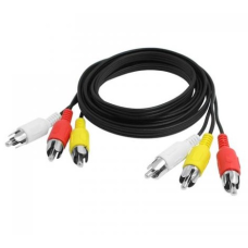 Кабель Audio-Video 3хRCA (тато) => 3хRCA (тато), CCA, круглий, Black, 1,2 м, (OEM)