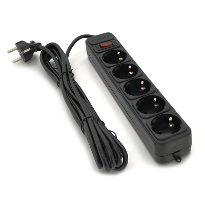 
					Мережевий подовжувач Gembird SP5, 220В 10А, 5 розеток, 1.8 м, Black, Q40