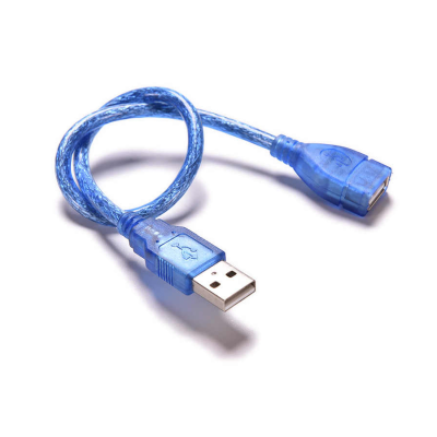 
					Подовжувач USB 2.0 AM / AF, 0.3m, прозорий синій Q500