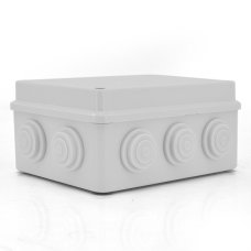 Коробка розподільна зовнішня YOSO 150x110x70 IP65 колір білий, 10 отворів, соски в комплекті, BOX, Q100