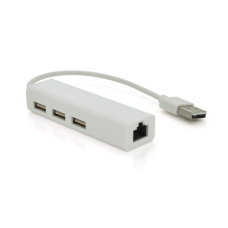 Контролер USB 2.0 до Ethernet VEGGIEG  - Сетевой адаптер 100 / 1000Mbps з проводом RTL-8152B + FE2.2S + 3 порта USB2.0, White, Metal, Blister-Box