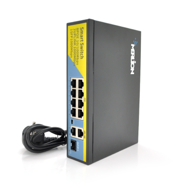 
					POE комутатор Merlion 8 POE 10/100 + 2 RJ45 10/100/1000 + вбудований блок живлення 52V 2.3A