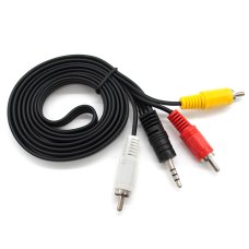 Кабель DC3.5 (тато) => 3хRCA (тато), GOLD Jack3.5мм, довжина Jack 13мм, CU, круглий, Black, 3 м, (Пакет) Q500
