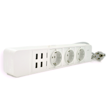 Мережевий фільтр з керуванням через WiFi, 3 Розетки + 4 USB, 2 м, перетин 3х0,75мм, Black / White, Box