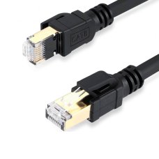 Патч-корд литий VEGGIEG, CCA, SSTP, RJ45, Cat.8, 0,5m, чорний