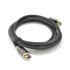 Кабель VEGGIEG HX-3 HDMI-HDMI 2K * 4K, 3m, v2,0, OD-7.0mm, круглий, обплетення, Black, коннектор Black-Gold, Пакет
