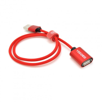 
					Подовжувач VEGGIEG UF2-1, USB 2.0 AM/AF, 1,0m, Red, Пакет