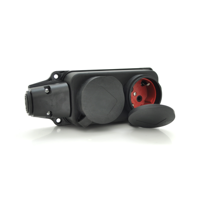 
					Колодка PiPo PP / SP-3132/2/44/16B, 16А, 220-240В, IP44, з заглушкою, із заземленням 2 гнізда, каучук, чорний, Q25