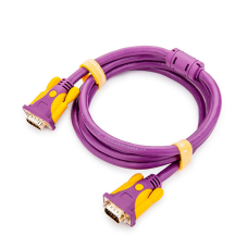 Кабель JH-VGA39 VGA 3+9, 5,0m, male to male (тато-тато), 1 ферит, purple, Пакет