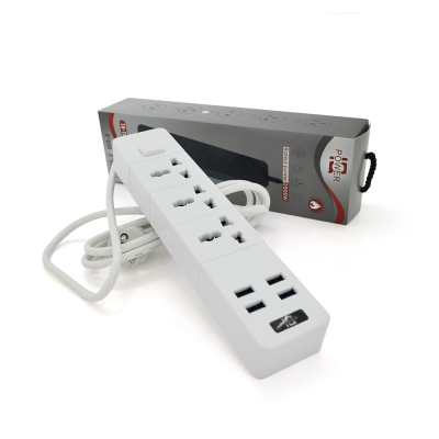 
					Мережевий фільтр ТВ-Т08, 3 розетки + 4 USB, 2 м, перетин 3х0,75мм, 2500W, White, Box