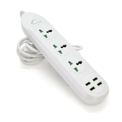 
					Мережевий фільтр ТВ-Т16, 4 розетки + 3 USB, 2 м, перетин 3х0,75мм, 3000W, White, Box