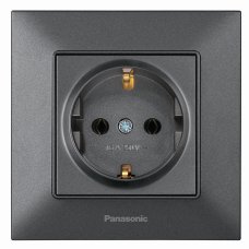 Розетка Panasonic Arkedia Slim із заземленням, димчаста