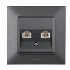 Розетка Panasonic Arkedia Slim комп'ютерна подвійна RJ45 CAT5e, димчаста