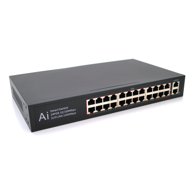 
					POE комутатор Merlion 24 POE 10/100 + 2 RJ45 10/100/1000+ вбудований блок живлення 52V 5.8A