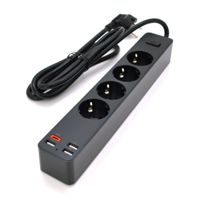 
					Мережевий фільтр KSC-717 Zhengya series на 4 розетки + 4 USB виходи 4000W, 1.8m, Black