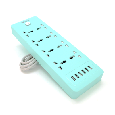 
					Мережевий фільтр QiaoLian YT-30, 8 Розеток + 6 USB, 2 м, перетин 3х0, 75мм, Blue, Blister