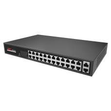 24х портовий PoE комутатор ONV-H1024PLS 24 порти РоЕ 100 Мбіт + 2 Uplink 1000 Мбіт, до 250м, IEEE802.3af/at, загальна потужність 250Вт