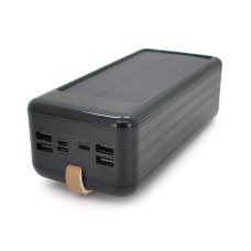 Power bank KKD-10W 100000 mAh Solar, flashlight, Input: 5V/2.1A(MicroUSB, TypeC, Lightning), Output: 5V /2.1A(4xUSB), plastic, Black, BOX