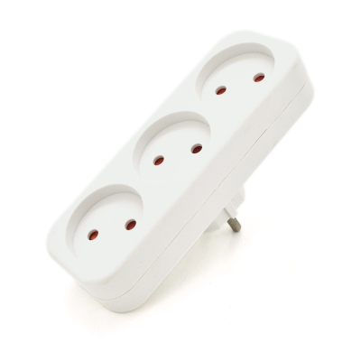 
					Розетка трійник без заземлення A303, White, 2Р, 10А