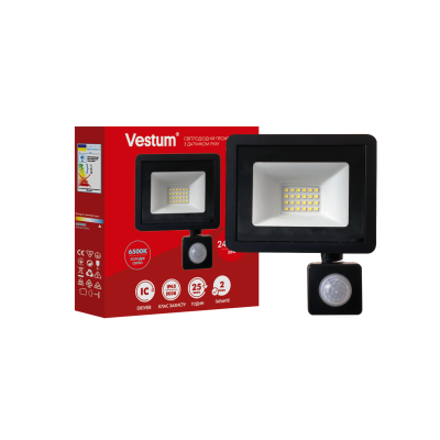 Світлодіодний прожектор з датчиком руху Vestum 30W 2 400Лм 6500K 180-260V IP65 1-VS-3021