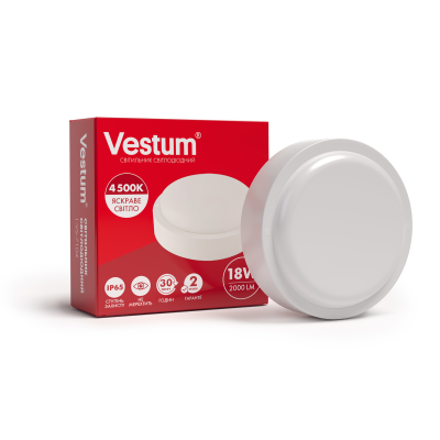Светильник ЖКХ LED 18W круг 4500K 220V Vestum