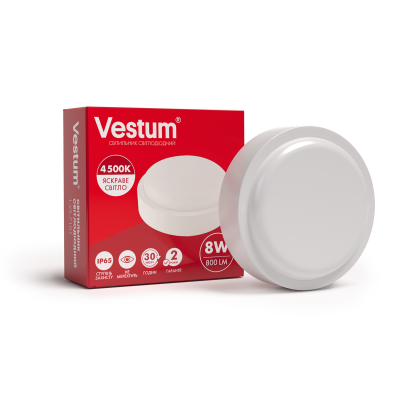 Светильник ЖКХ LED 8W круг 4500K 220V Vestum