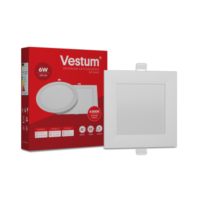 Квадратний світлодіодний врізний світильник Vestum  6W 4000K 220V 1-VS-5202