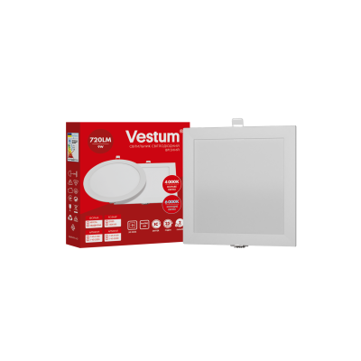 Квадратний світлодіодний врізний світильник  Vestum 9W 6000K 220V 1-VS-5208