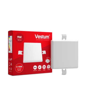 Акцiя! Квадратний світлодіодний врізний світильник "без рамки" Vestum 9W 4100K 1-VS-5602