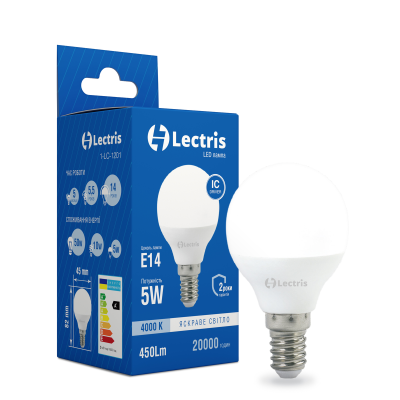 Лампа LED Lectris G45 5W 4000K 220V E14