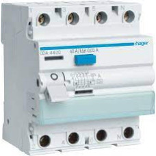 Дифференциальное реле 4P, 6kA, 40A,30mA, A, Hager CDA440D