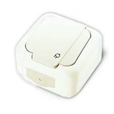 Розетка 1-я с/с и крышкой белая IP44 VI-KO PALMIYE 90555408