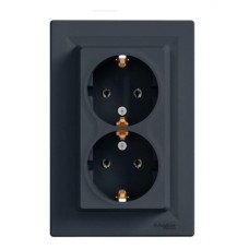 Розетка двойная с заземлением антрацит Schneider Asfora EPH9900171