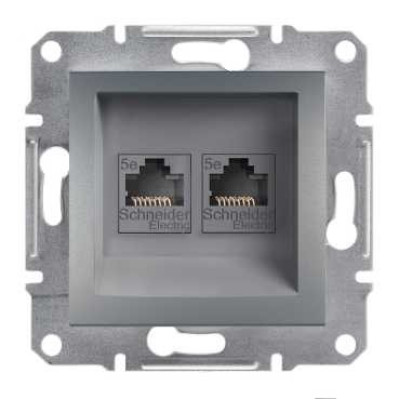 Розетка компьютерная сталь Schneider Asfora EPH4300162